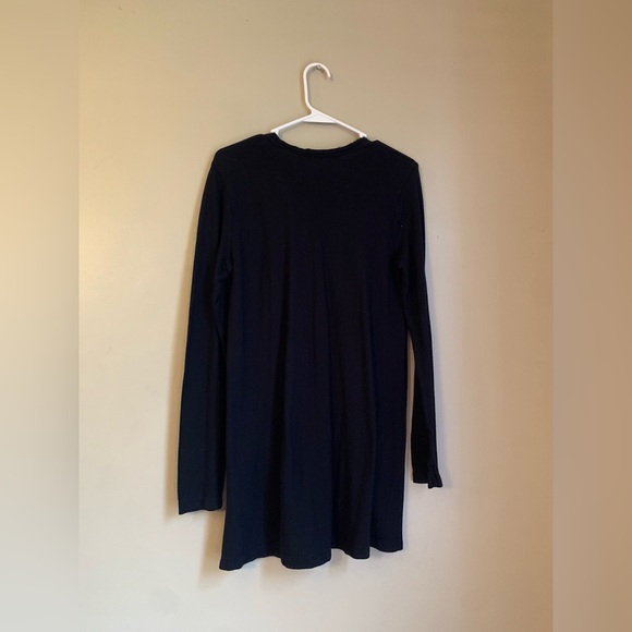 WILT black  v neck knit tunic top size medium cotton Lagenlook minimalist - Picture 6 of 7